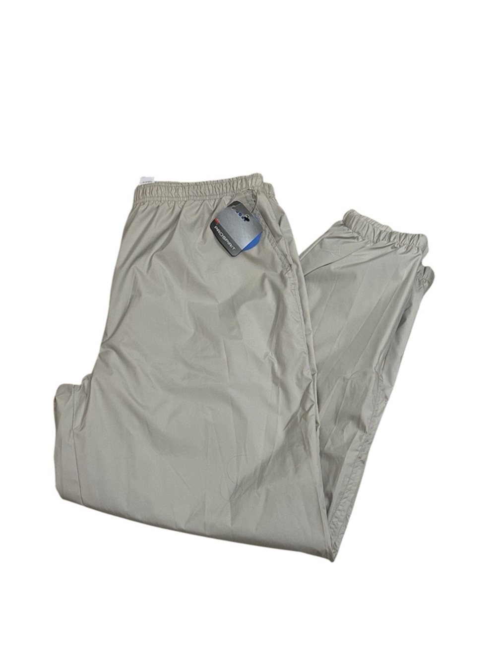 Vintage ProSpirit Nylon Track Pants NEW Large Taupe Sand Y2K Windbreaker Zip
